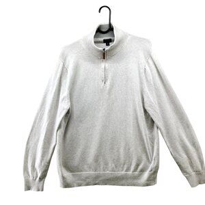J. Crew Men's White Zip Up Sweater